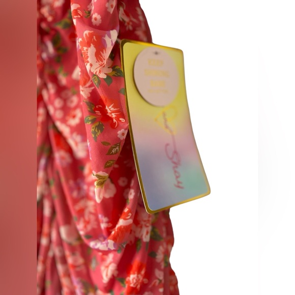 Coco and Shay Pink Floral Ruched Stretch Bodycon Mini Dress - Picture 3 of 6